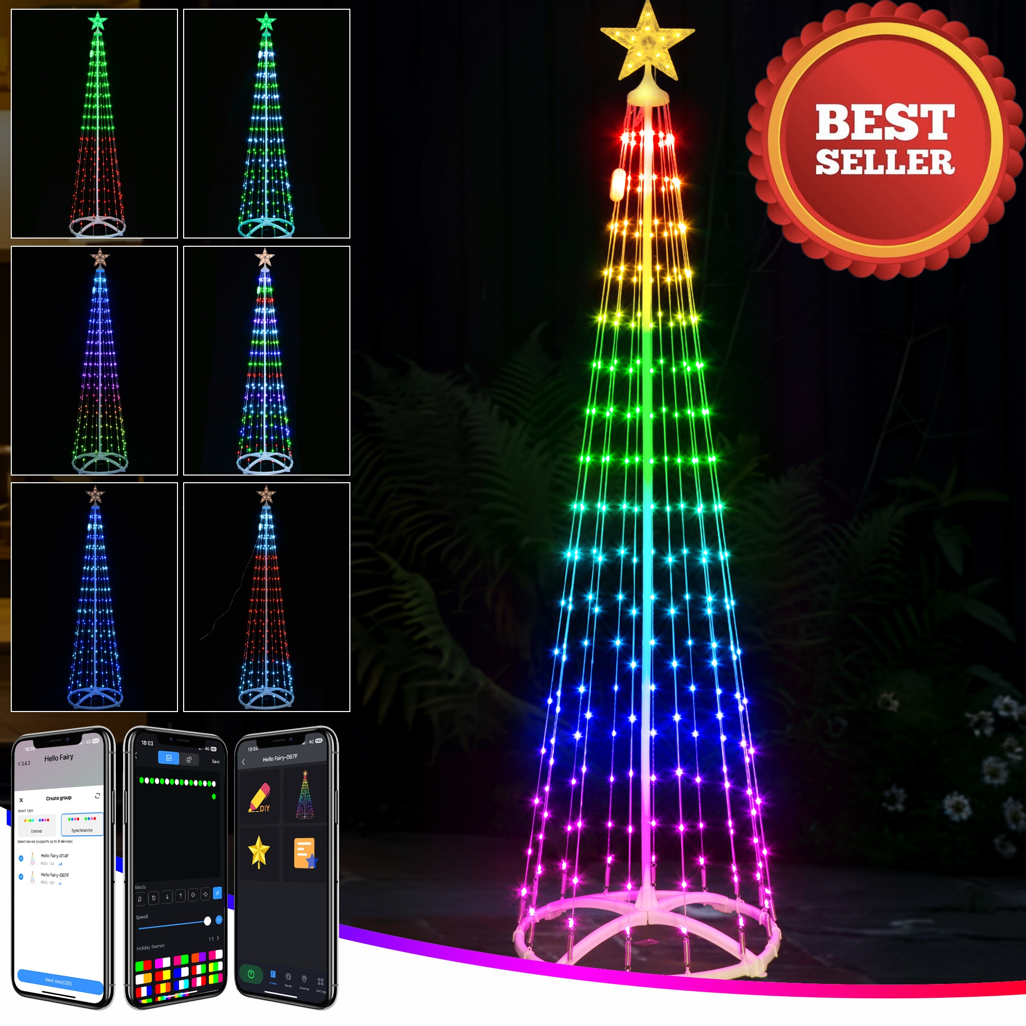 Christmas Cone Tree with Leds